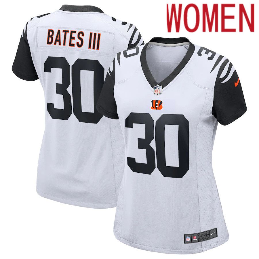 Women Cincinnati Bengals 30 Jessie Bates III Nike White Alternate Game NFL Jersey